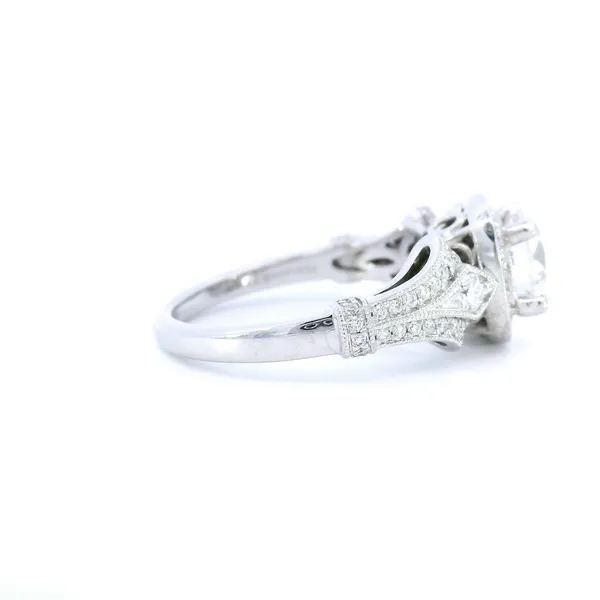 14K White Gold Vintage Diamond Engagement Ring Setting Image 4 Carroll's Jewelers Fort Lauderdale, FL