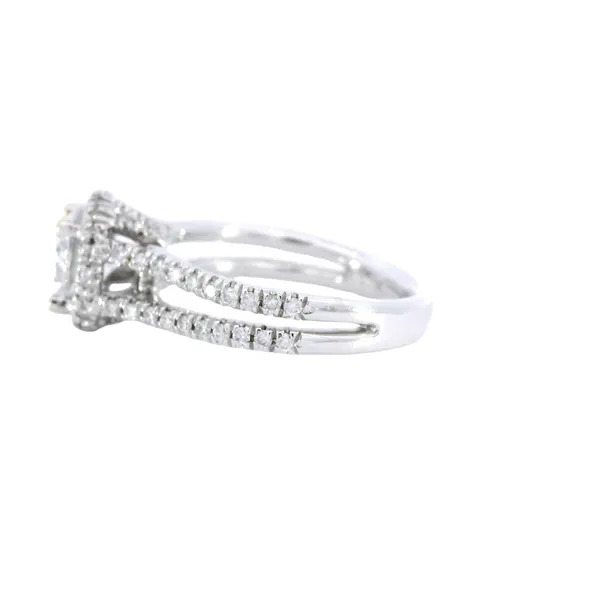 18K White Gold Halo Diamond Engagement Ring Setting Image 2 Carroll's Jewelers Fort Lauderdale, FL