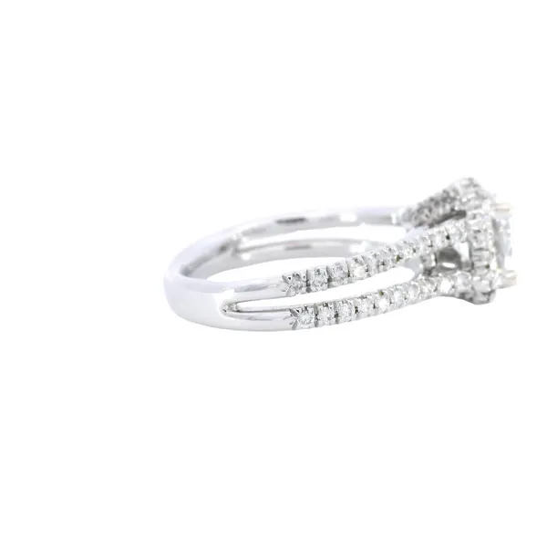 18K White Gold Halo Diamond Engagement Ring Setting Image 4 Carroll's Jewelers Fort Lauderdale, FL