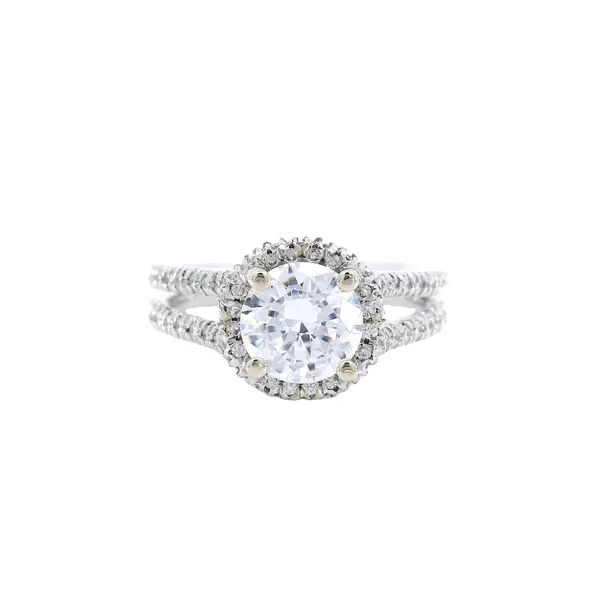 18K White Gold Halo Diamond Engagement Ring Setting Carroll's Jewelers Fort Lauderdale, FL
