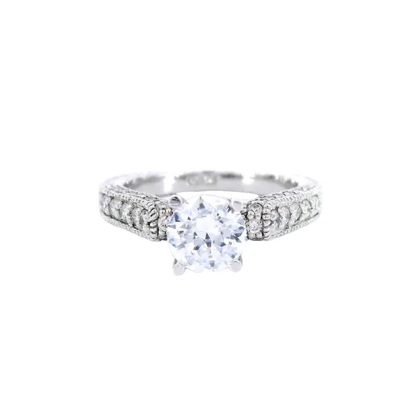 14K White Gold Hidden Accent Diamond Engagement Ring Setting Carroll's Jewelers Fort Lauderdale, FL