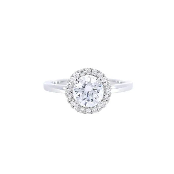 14K White Gold Halo Diamond Engagement Ring Setting Carroll's Jewelers Fort Lauderdale, FL