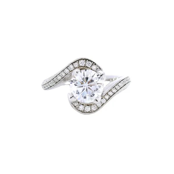 Lustrous 14K White Gold Crossover Diamond Engagement Ring Setting Carroll's Jewelers Fort Lauderdale, FL