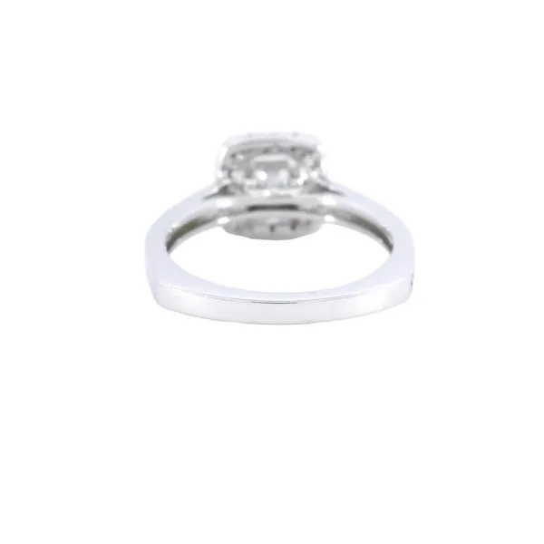 14K White Gold Cushion Halo Diamond Engagement Ring Setting Image 3 Carroll's Jewelers Fort Lauderdale, FL