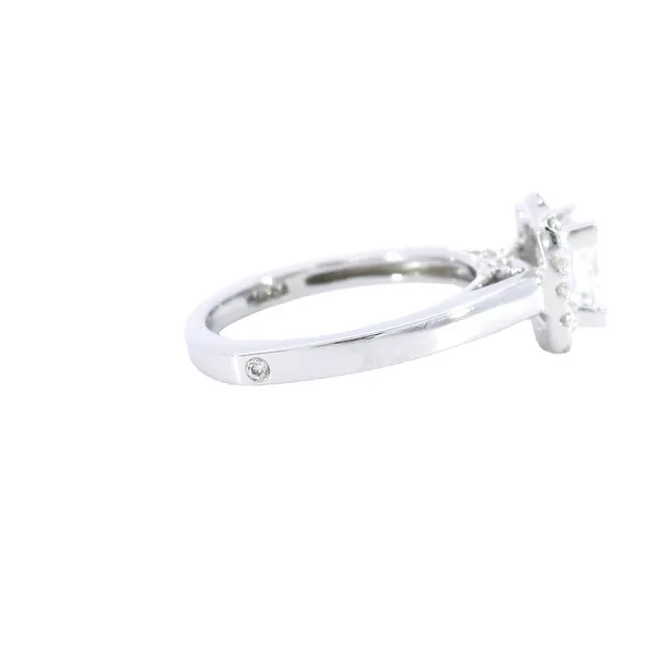 14K White Gold Cushion Halo Diamond Engagement Ring Setting Image 4 Carroll's Jewelers Fort Lauderdale, FL