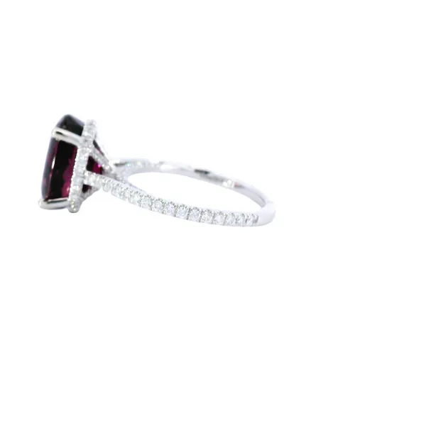 14K White Gold Garnet & Diamond Engagement Ring Image 2 Carroll's Jewelers Fort Lauderdale, FL