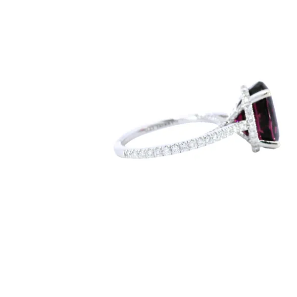 14K White Gold Garnet & Diamond Engagement Ring Image 4 Carroll's Jewelers Fort Lauderdale, FL