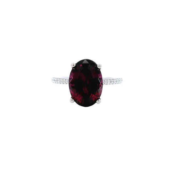 14K White Gold Garnet & Diamond Engagement Ring Carroll's Jewelers Fort Lauderdale, FL