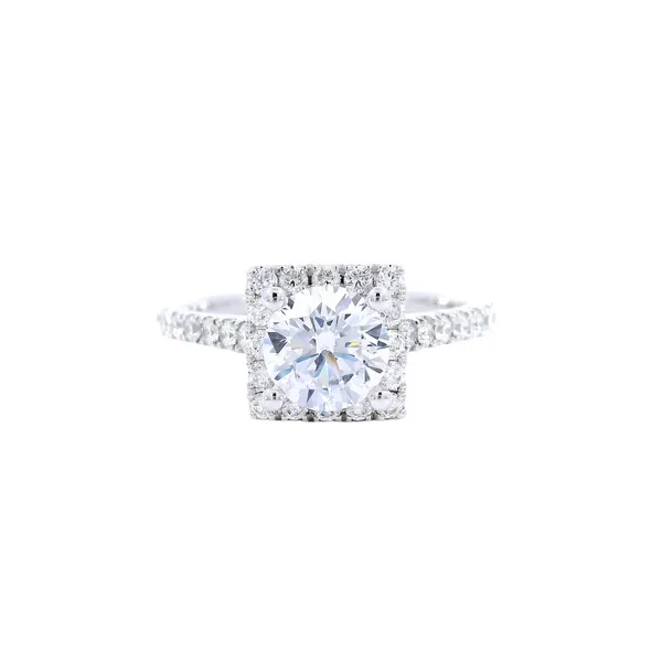 14K White Gold Square Halo Diamond Engagement Ring Setting Carroll's Jewelers Fort Lauderdale, FL