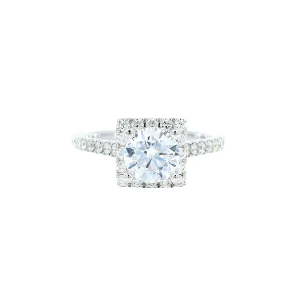 14K White Gold Square Halo Diamond Engagement Ring Setting Carroll's Jewelers Fort Lauderdale, FL