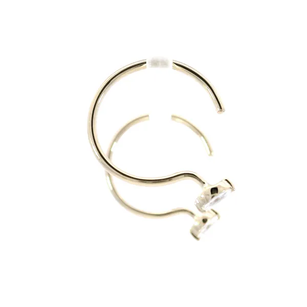 14K Yellow Gold Marquise Diamond Huggie Earrings Image 4 Carroll's Jewelers Fort Lauderdale, FL