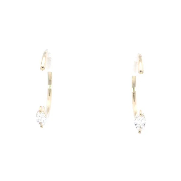 14K Yellow Gold Marquise Diamond Huggie Earrings Carroll's Jewelers Fort Lauderdale, FL