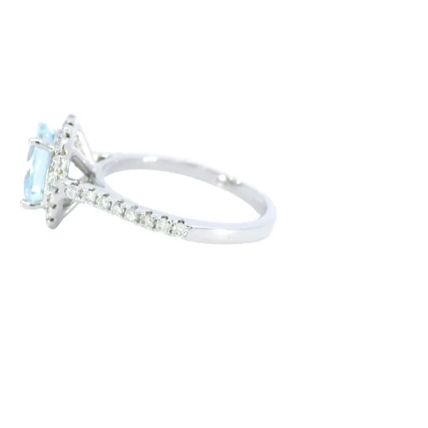 14K White Gold Aquamarine & Diamond Ring Image 2 Carroll's Jewelers Fort Lauderdale, FL