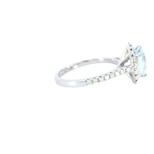 14K White Gold Aquamarine & Diamond Ring Image 4 Carroll's Jewelers Fort Lauderdale, FL