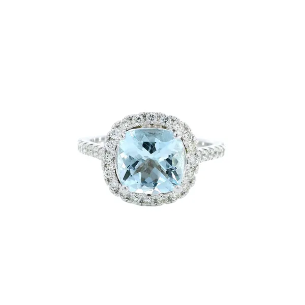 14K White Gold Aquamarine & Diamond Ring Carroll's Jewelers Fort Lauderdale, FL