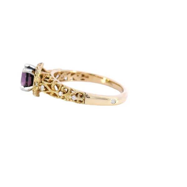 14K Two-Tone Gold Purple Spinel & Diamond Halo Ring Image 2 Carroll's Jewelers Fort Lauderdale, FL