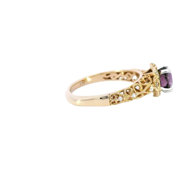 14K Two-Tone Gold Purple Spinel & Diamond Halo Ring Image 4 Carroll's Jewelers Fort Lauderdale, FL