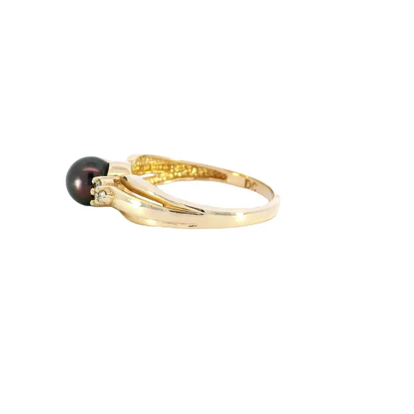 14K Yellow Gold Black Pearl & Diamond Fashion Ring Image 2 Carroll's Jewelers Fort Lauderdale, FL