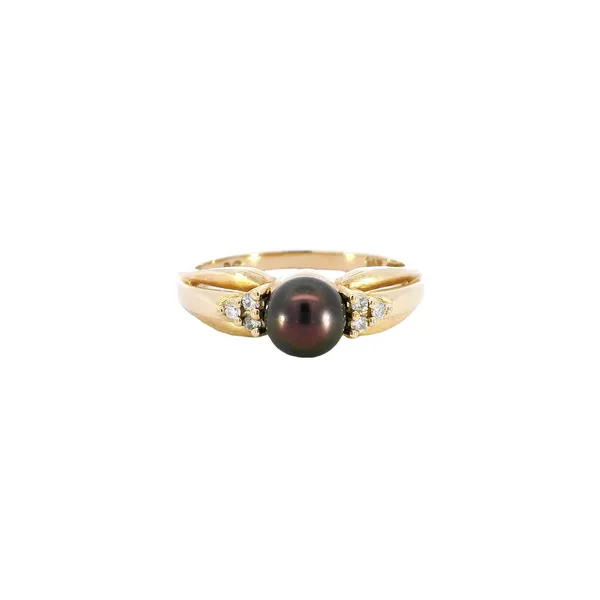 14K Yellow Gold Black Pearl & Diamond Fashion Ring Carroll's Jewelers Fort Lauderdale, FL