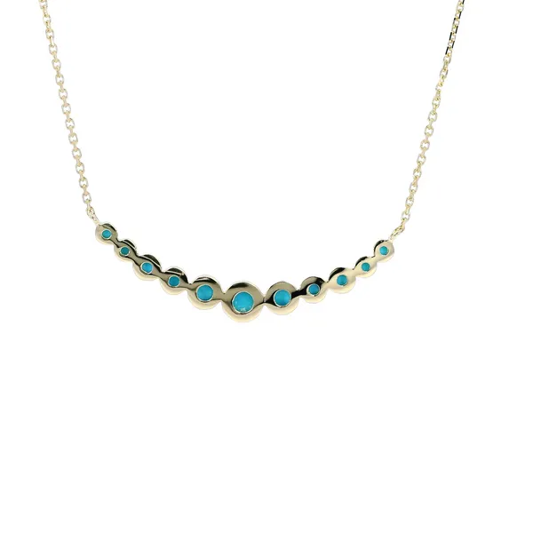 14K Yellow Gold Turquoise Necklace Image 3 Carroll's Jewelers Fort Lauderdale, FL