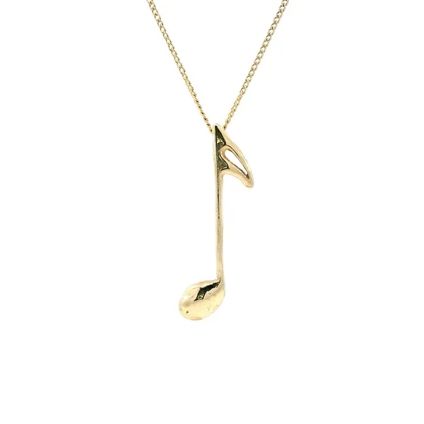14K Yellow Gold Leslie Fields Musical Notes Necklace Carroll's Jewelers Fort Lauderdale, FL