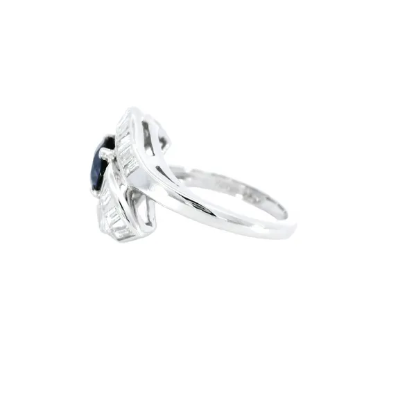 Platinum Bag Diamond & Synthetic Sapphire Ring Image 2 Carroll's Jewelers Fort Lauderdale, FL