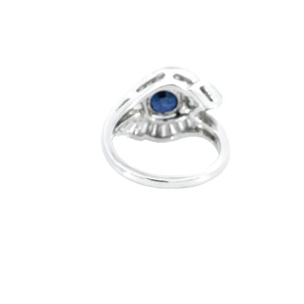 Platinum Bag Diamond & Synthetic Sapphire Ring Image 3 Carroll's Jewelers Fort Lauderdale, FL