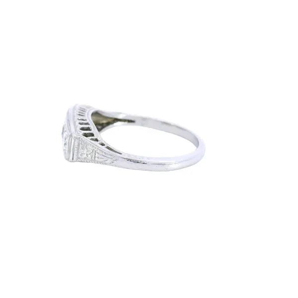 Platinum Three Diamond Antique Ring Image 2 Carroll's Jewelers Fort Lauderdale, FL