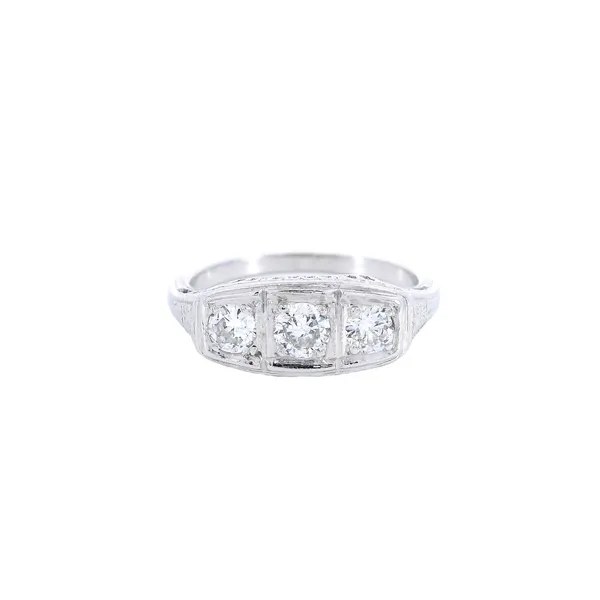Platinum Three Diamond Antique Ring Carroll's Jewelers Fort Lauderdale, FL