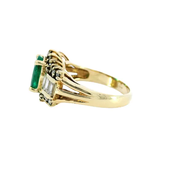 14K Yellow Gold Oval Emerald & Diamond Ring Image 2 Carroll's Jewelers Fort Lauderdale, FL