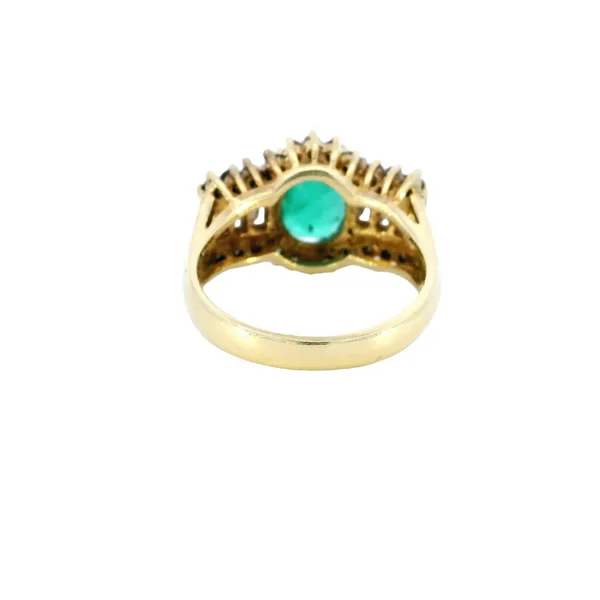 14K Yellow Gold Oval Emerald & Diamond Ring Image 3 Carroll's Jewelers Fort Lauderdale, FL