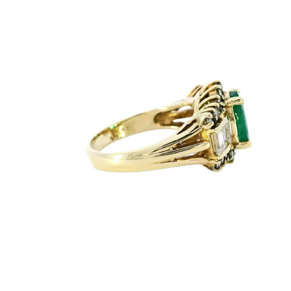 14K Yellow Gold Oval Emerald & Diamond Ring Image 4 Carroll's Jewelers Fort Lauderdale, FL