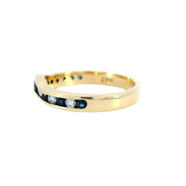 14K Yellow Gold Diamond & Sapphire Band Image 2 Carroll's Jewelers Fort Lauderdale, FL
