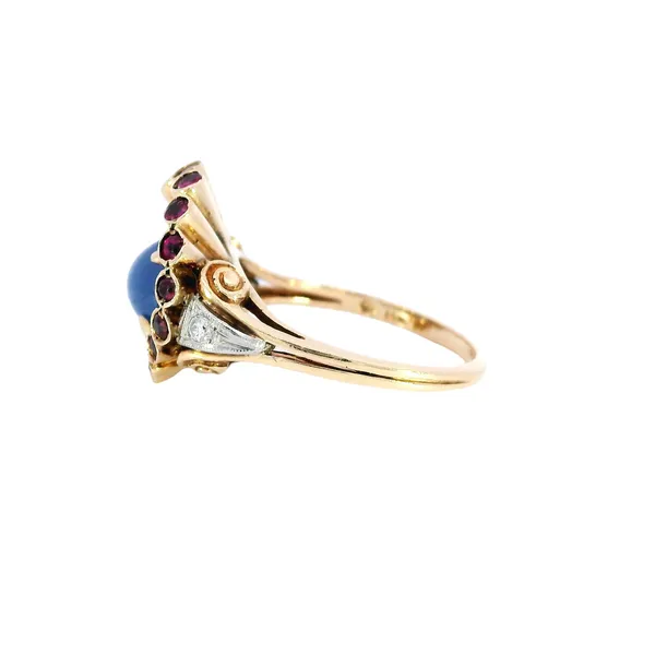 Retro 14K Two-Tone Gold Sapphire, Ruby & Diamond Ring Image 2 Carroll's Jewelers Fort Lauderdale, FL