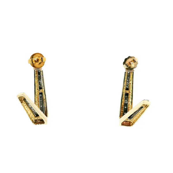 14K Two-Tone Gold Diamond Earrings Image 2 Carroll's Jewelers Fort Lauderdale, FL