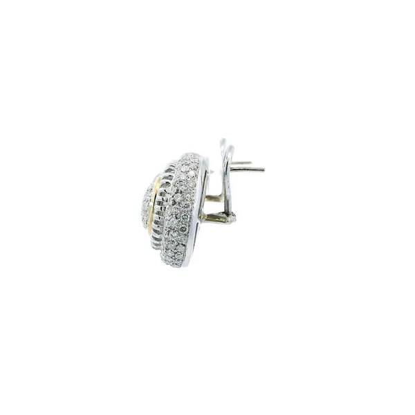 18K Two-Tone 2.25 Carat Diamond Omega Earrings Image 2 Carroll's Jewelers Fort Lauderdale, FL