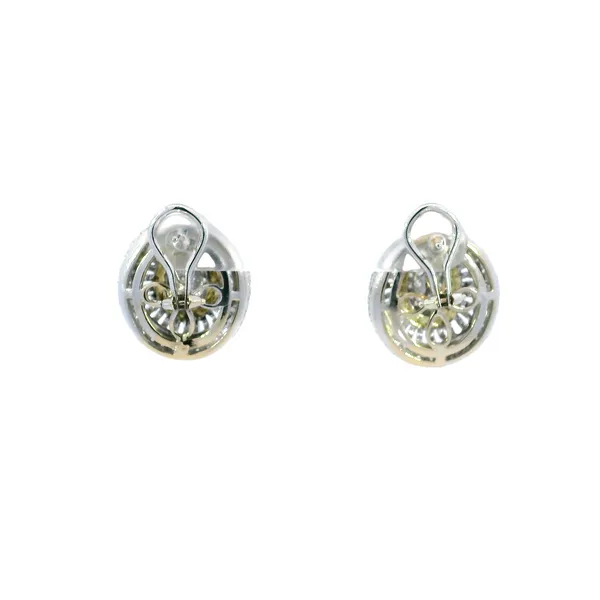 18K Two-Tone 2.25 Carat Diamond Omega Earrings Image 3 Carroll's Jewelers Fort Lauderdale, FL