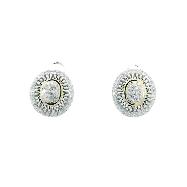 18K Two-Tone 2.25 Carat Diamond Omega Earrings Carroll's Jewelers Fort Lauderdale, FL