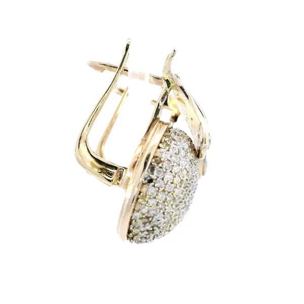 14K Two-Tone Diamond Lever-Back Earrings Image 4 Carroll's Jewelers Fort Lauderdale, FL