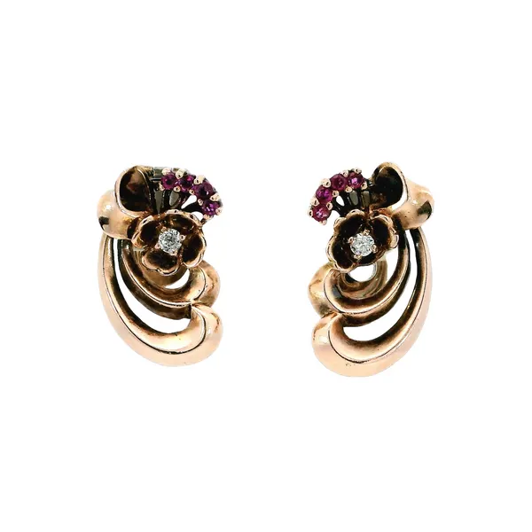 14K Two-Tone Ruby & Diamond Earrings Carroll's Jewelers Fort Lauderdale, FL