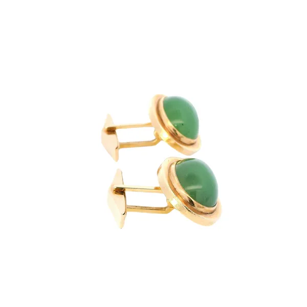 14K Yellow Gold Nephrite Jade Cufflinks Image 4 Carroll's Jewelers Fort Lauderdale, FL