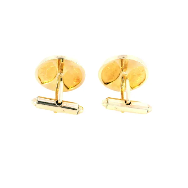 24K Yellow Gold Coin Men's Cufflinks Image 3 Carroll's Jewelers Fort Lauderdale, FL