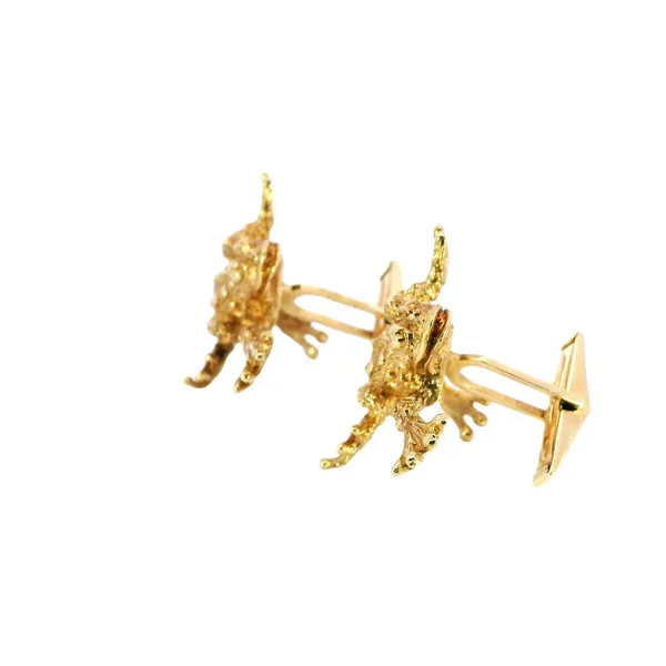 14K Yellow Gold Frog Cufflinks Image 2 Carroll's Jewelers Fort Lauderdale, FL