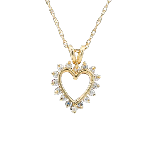 14K Yellow Gold Reversible Heart Diamond & Ruby Pendant Image 3 Carroll's Jewelers Fort Lauderdale, FL