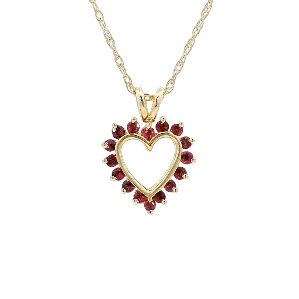 14K Yellow Gold Reversible Heart Diamond & Ruby Pendant Carroll's Jewelers Fort Lauderdale, FL