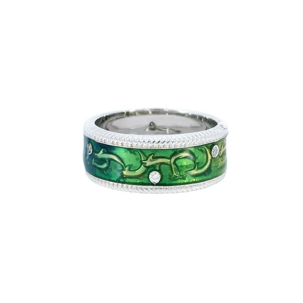 18K White Gold Hidalgo Dolphin Enamel Ring Image 2 Carroll's Jewelers Fort Lauderdale, FL