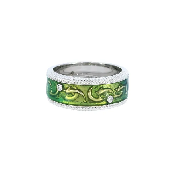 18K White Gold Hidalgo Dolphin Enamel Ring Image 3 Carroll's Jewelers Fort Lauderdale, FL
