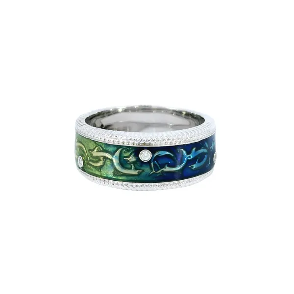 18K White Gold Hidalgo Dolphin Enamel Ring Image 4 Carroll's Jewelers Fort Lauderdale, FL