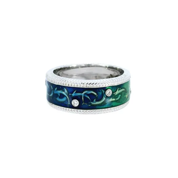 18K White Gold Hidalgo Dolphin Enamel Ring Carroll's Jewelers Fort Lauderdale, FL