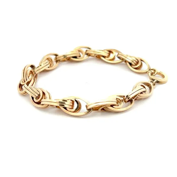 14K Yellow Gold Unique Solid Fancy Link Bracelet Image 2 Carroll's Jewelers Fort Lauderdale, FL